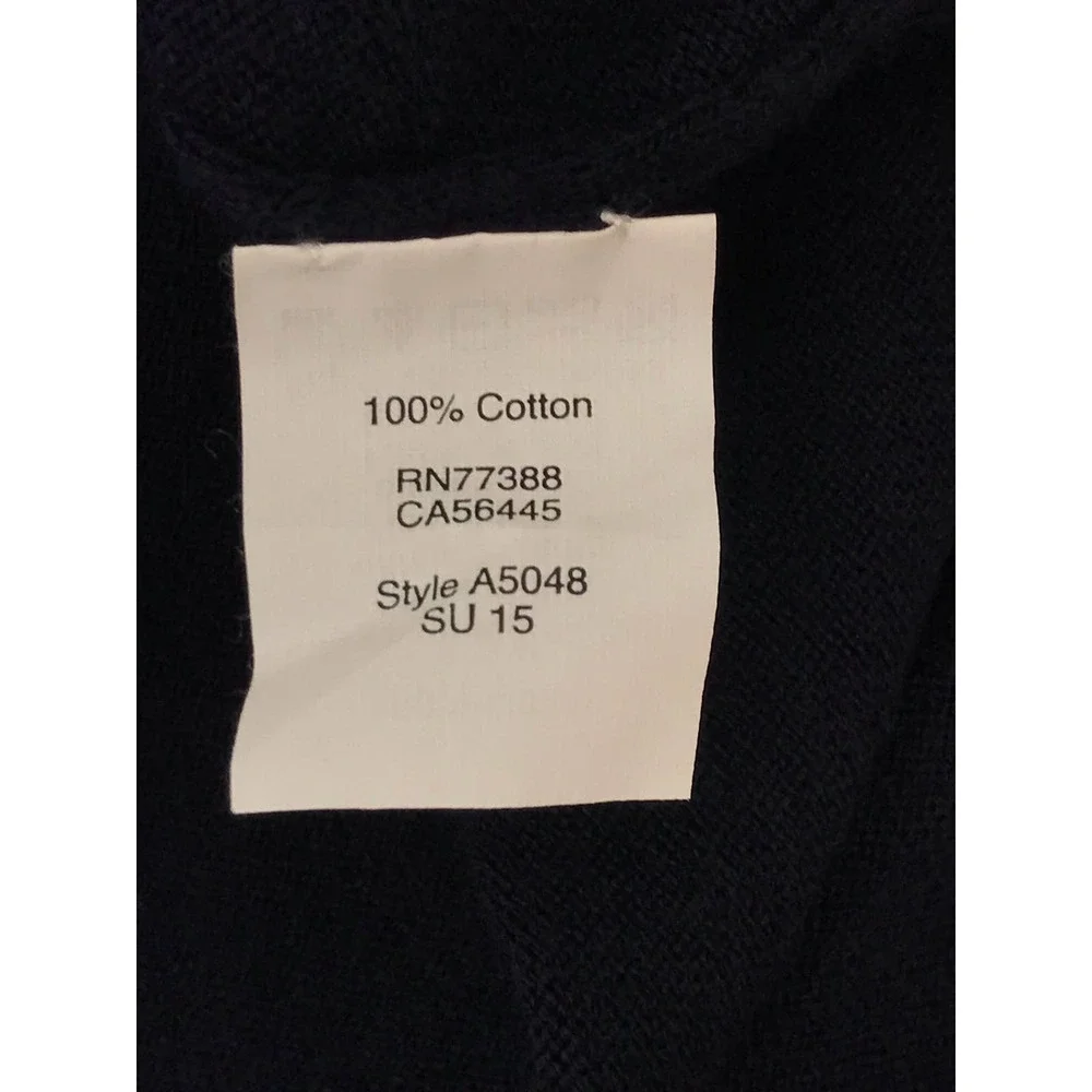 J. Crew Women's Sweater 100% Cotton Ribbed 3/4 Sleeve Navy Blue Size Medium